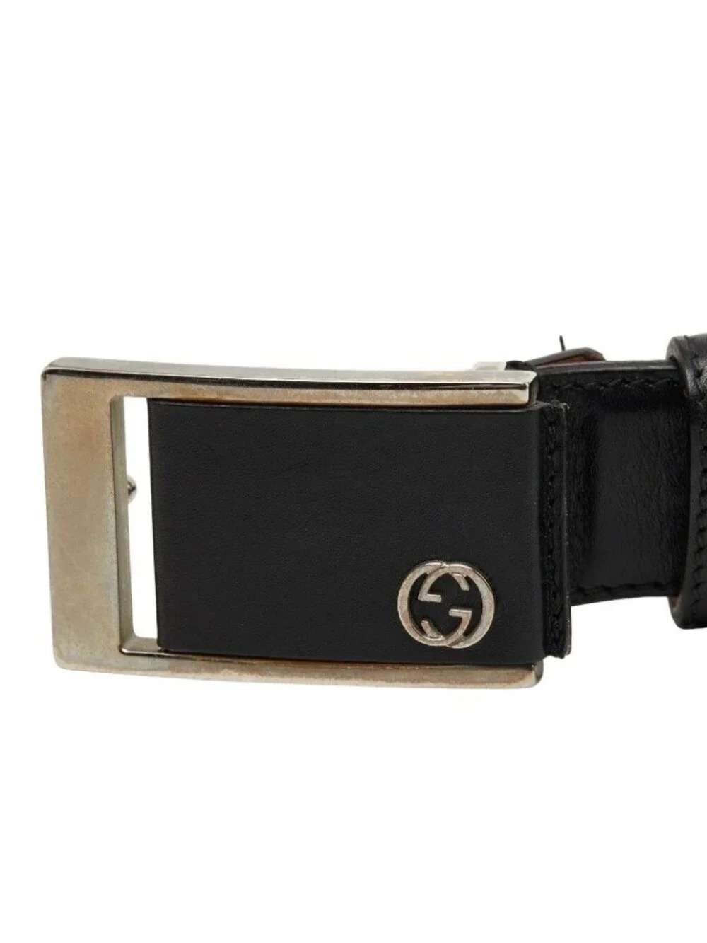 Gucci Interlocking Buckle Belt Black Leather